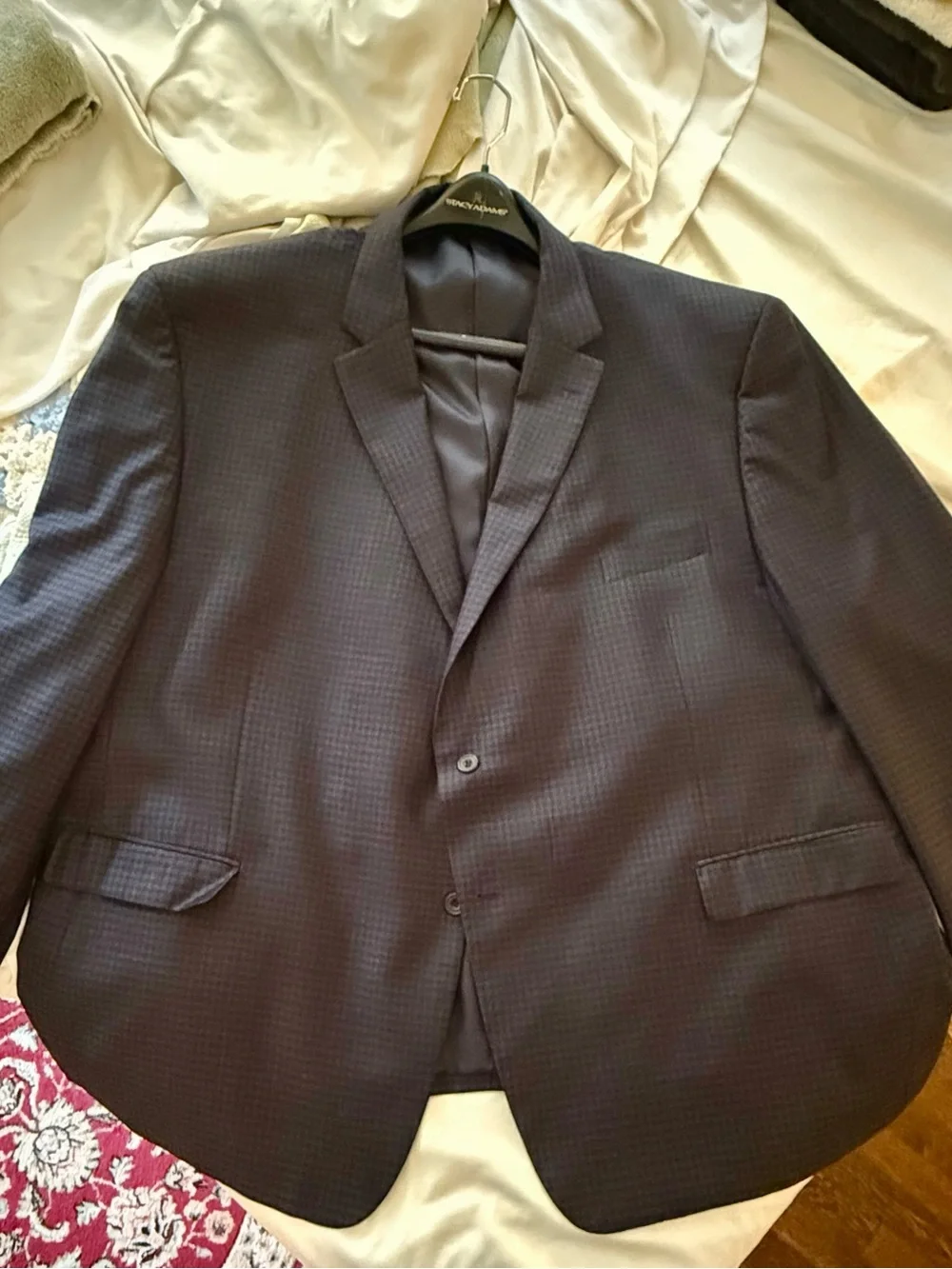 Men's Dark Navy Checked Blazer - Tailored Sport Coat